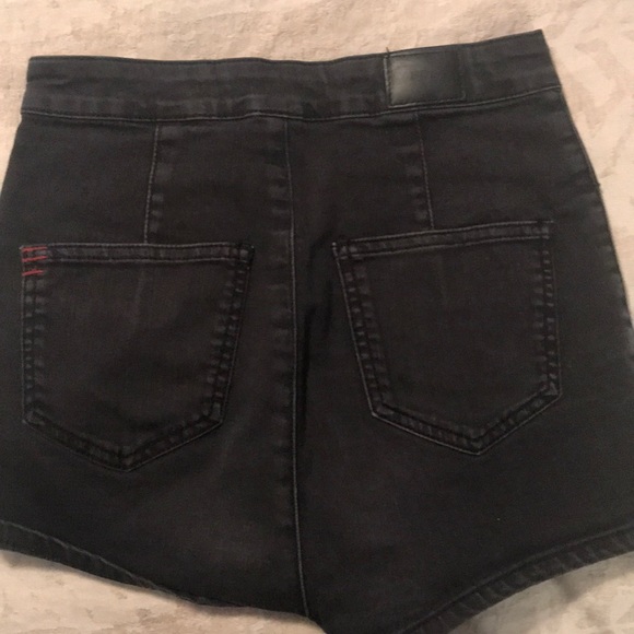 Dark gray, high waisted denim shorts - Picture 2 of 2